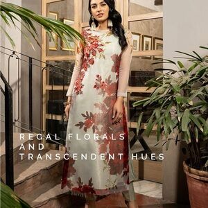 Chic Long Sleeve Floral Dress in Red and Cream